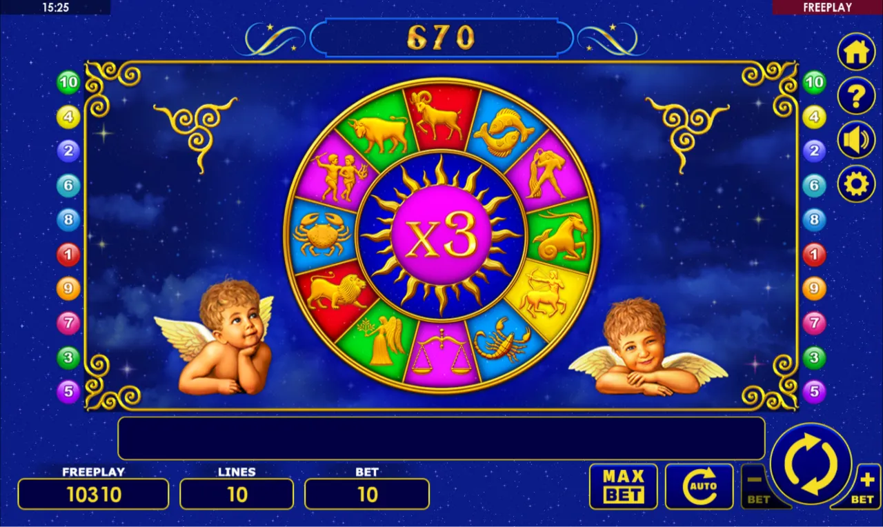 Bonus wheel stopped on x3 with the Sagittarius archer set as the expanding symbol