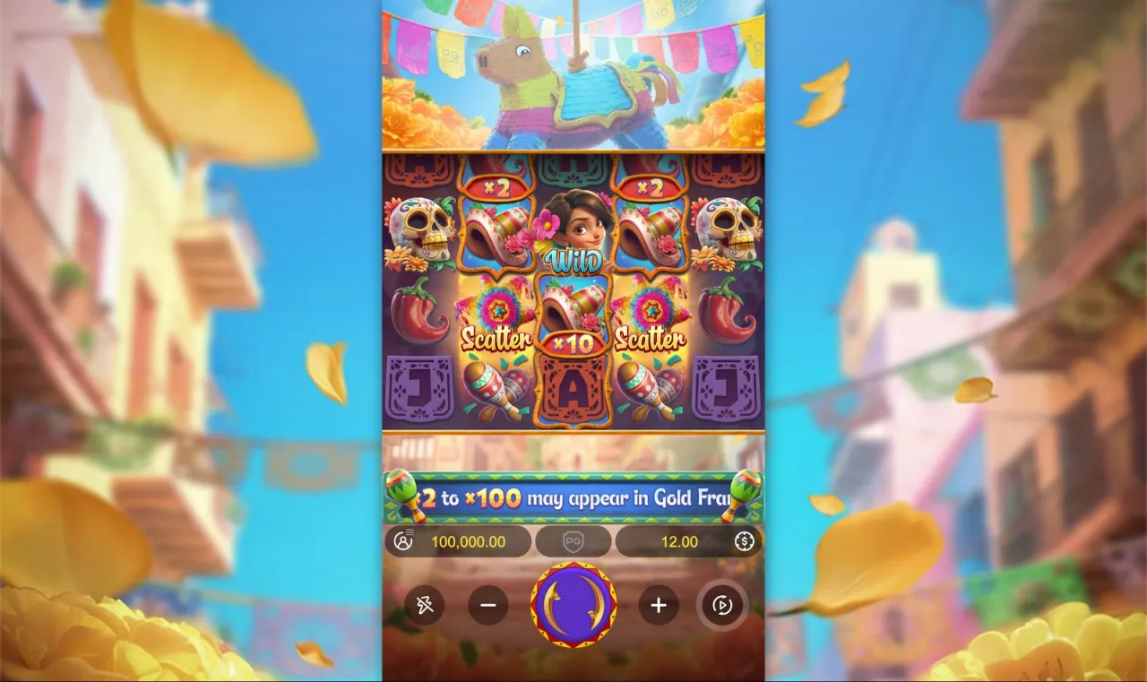 Gold-framed ×2 and ×10 symbols, 12.00 a spin