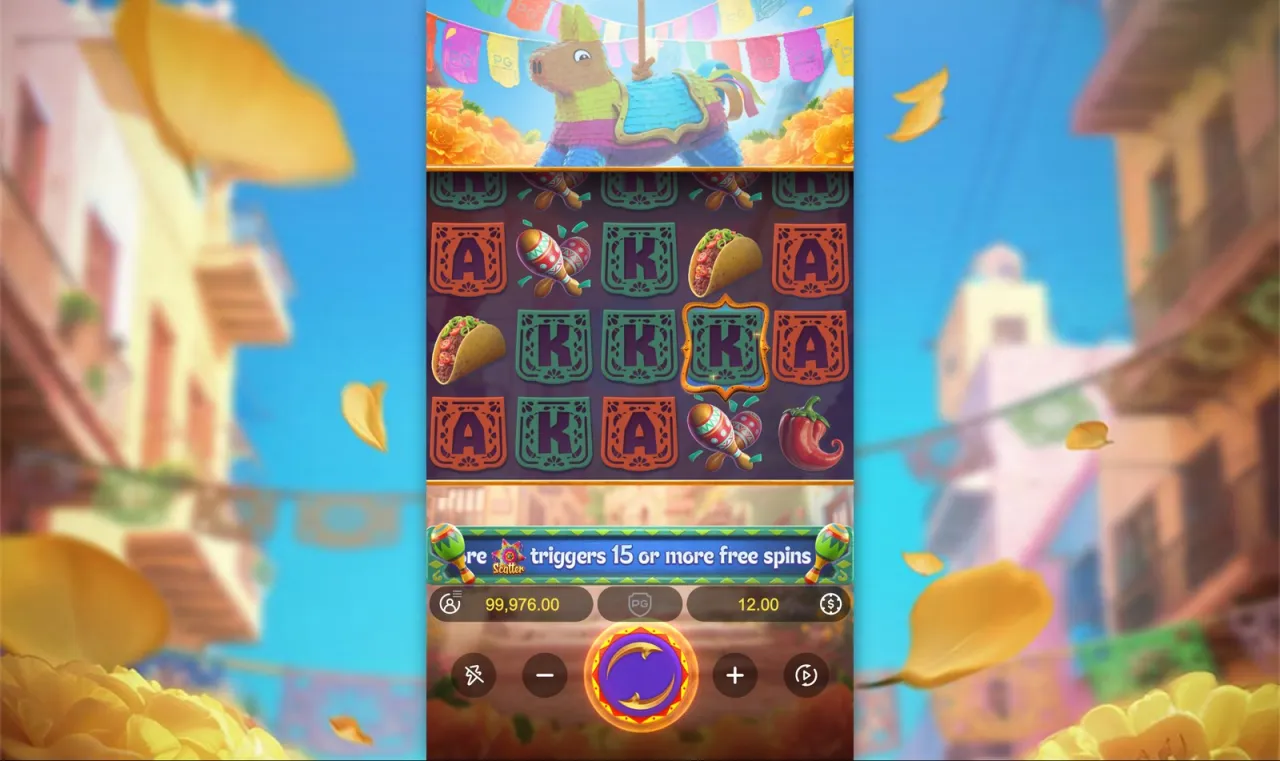 The ticker states three Scatters give 15 or more free spins