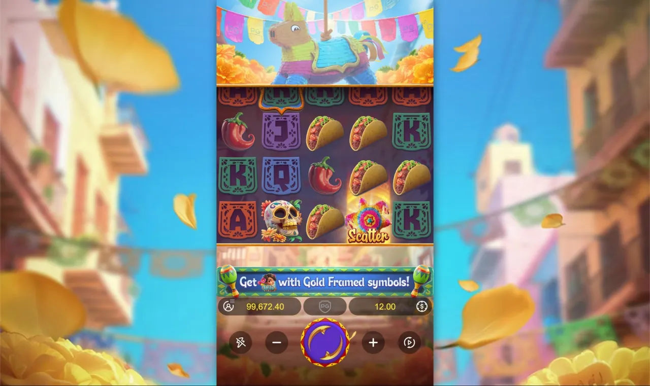 A single Scatter piñata, no trigger, balance 99,672.40