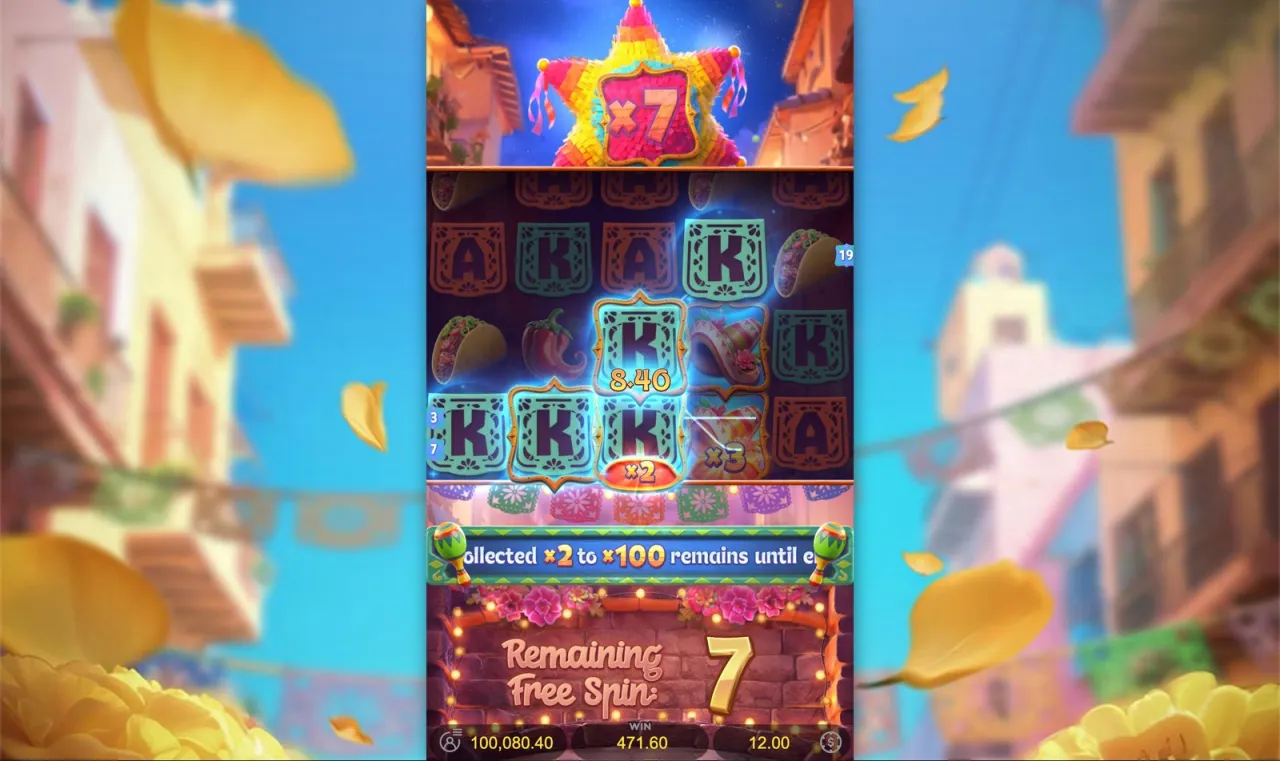 Piñata up to ×7, round total 471.60
