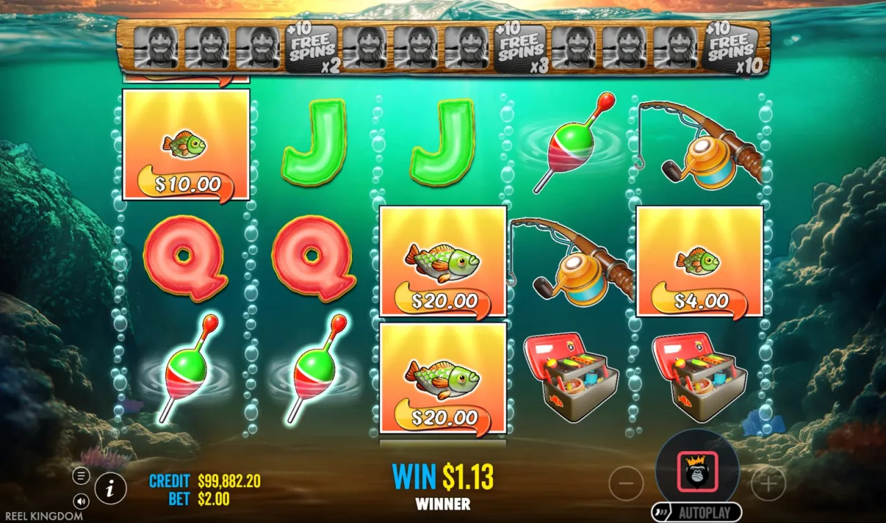 First bonus: the fisherman track empty, the win at $1.13