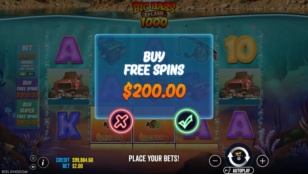 Buy Free Spins offered at $200.00