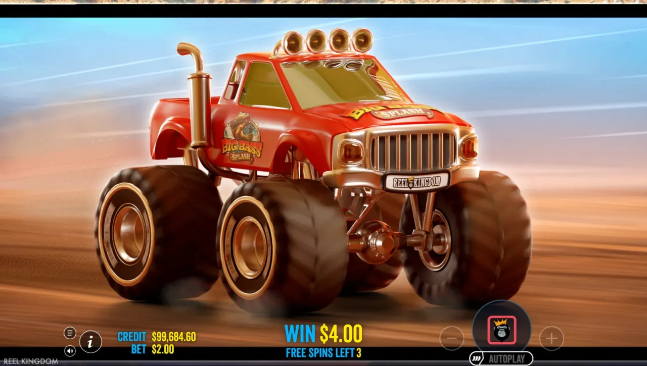 Truck feature during the bought round, win $4.00 with three spins left