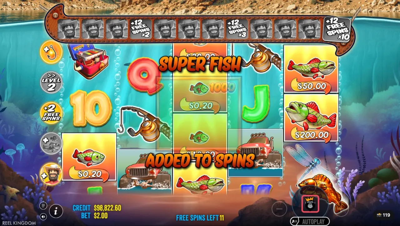 Super Fish added to the spins beside $200.00 and $50.00 fish