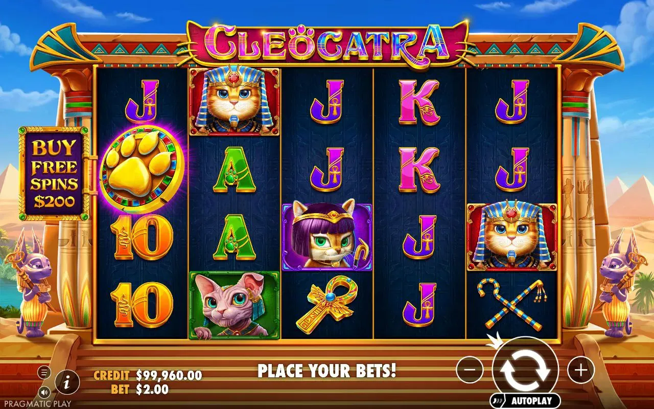 lone golden paw-print scatter on the leftmost reel, the rest of the board card royals