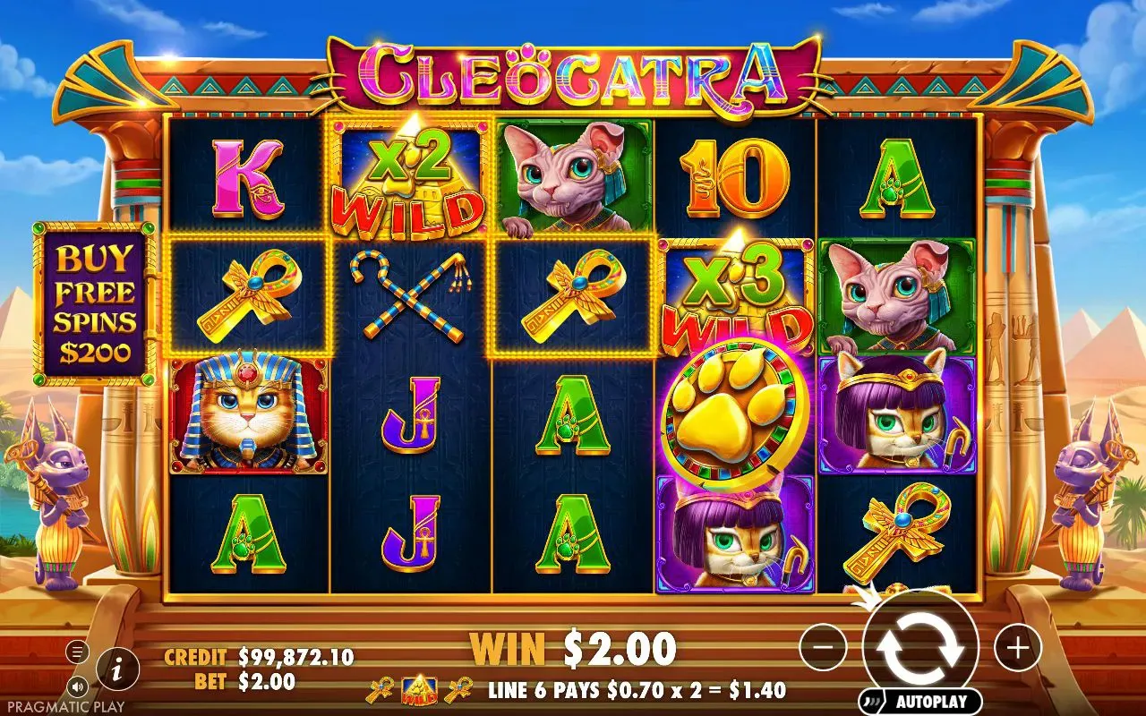 x2 Wild and x3 Wild on separate reels combining on a paw-print line