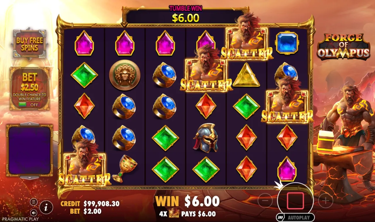Four scatters opening the free spins and paying $6.00