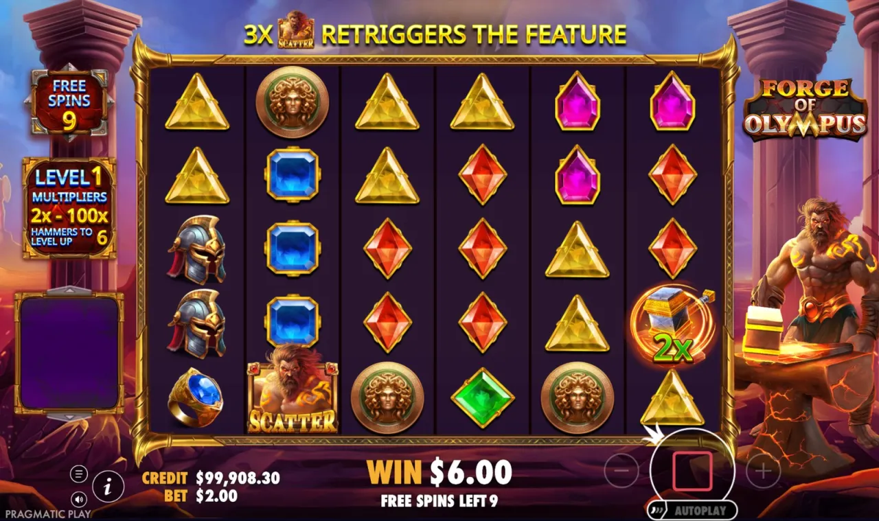 First free spin with the meter on level 1 and multipliers of 2x to 100x