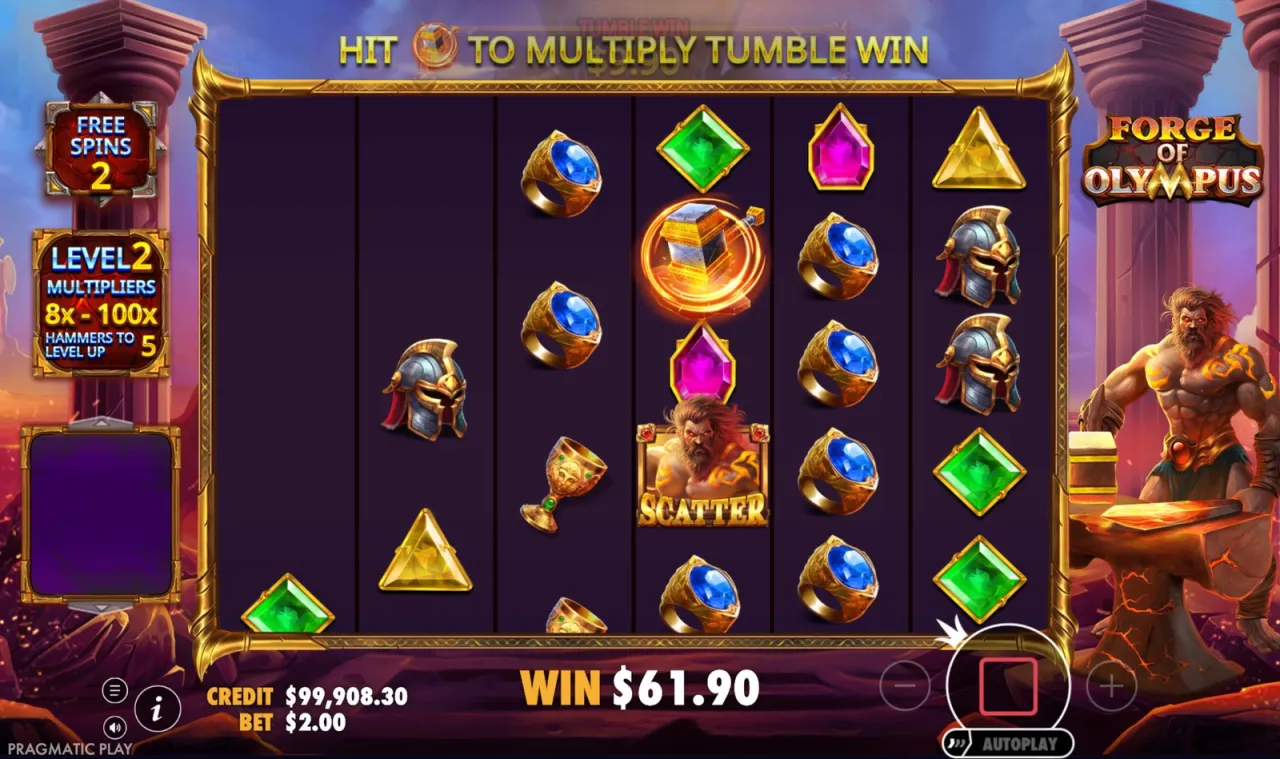 The meter reaching level 2 with multipliers of 8x to 100x