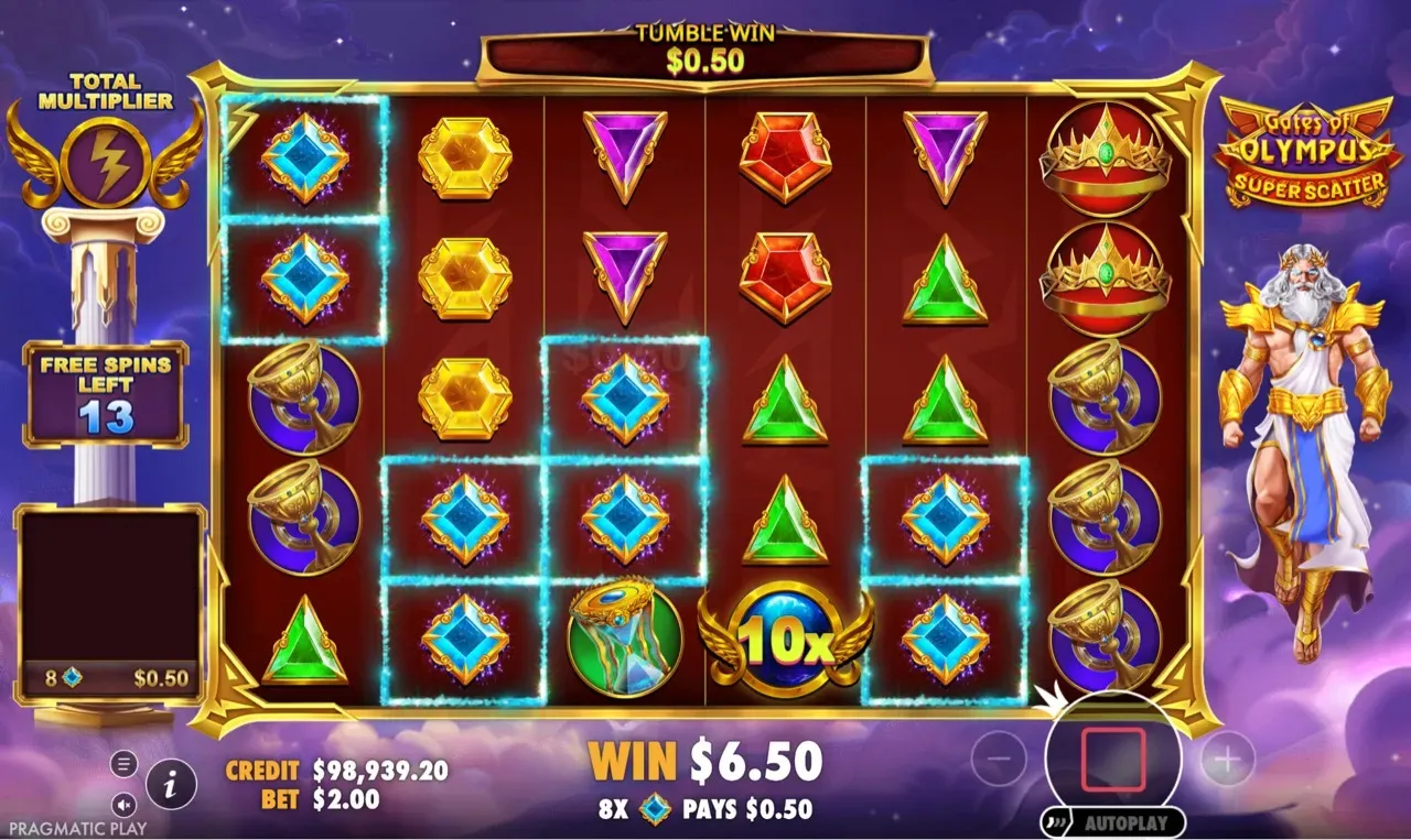 TOTAL MULTIPLIER 10x and a 10.50 tumble × 20 readout