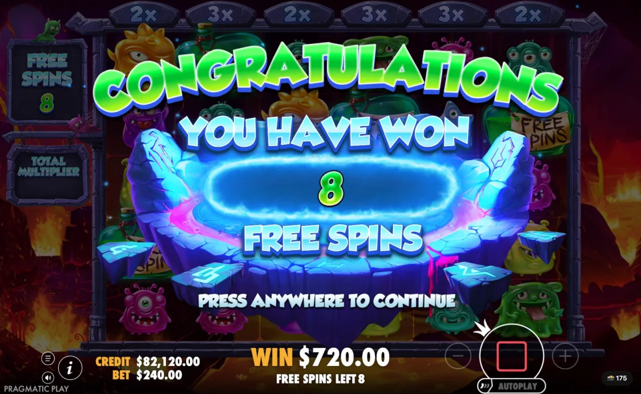 8 free spins