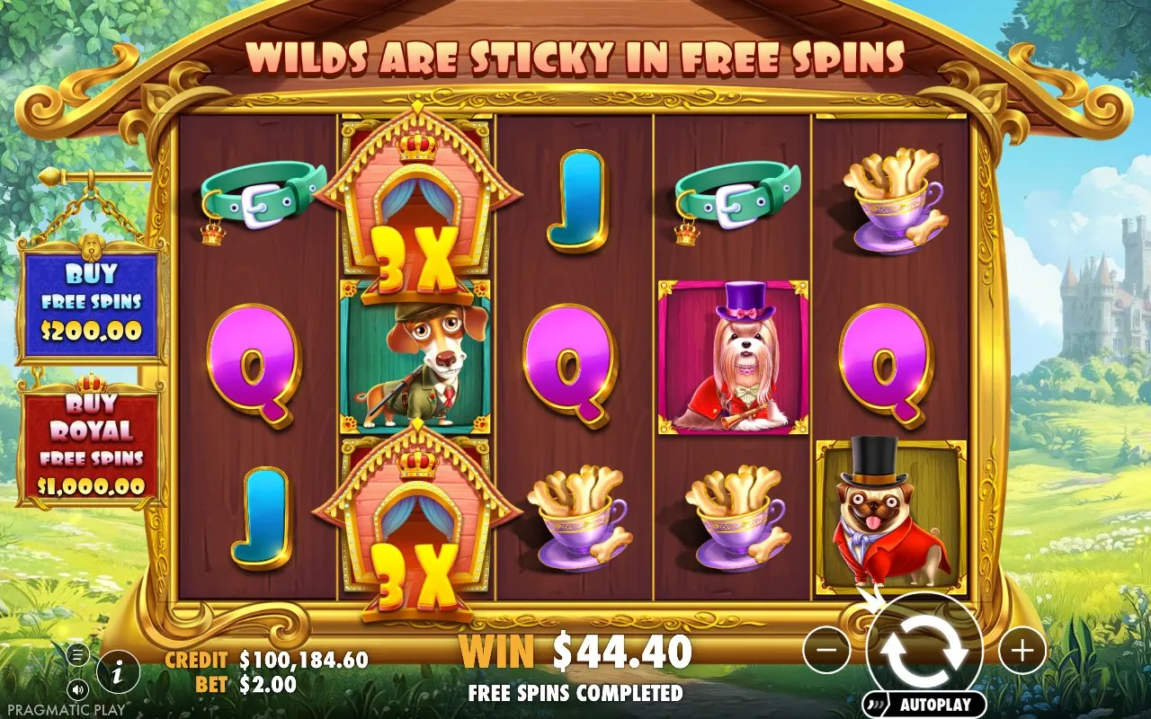 Free spins bonus completion screen showing the total round payout before the balance returns to the base game