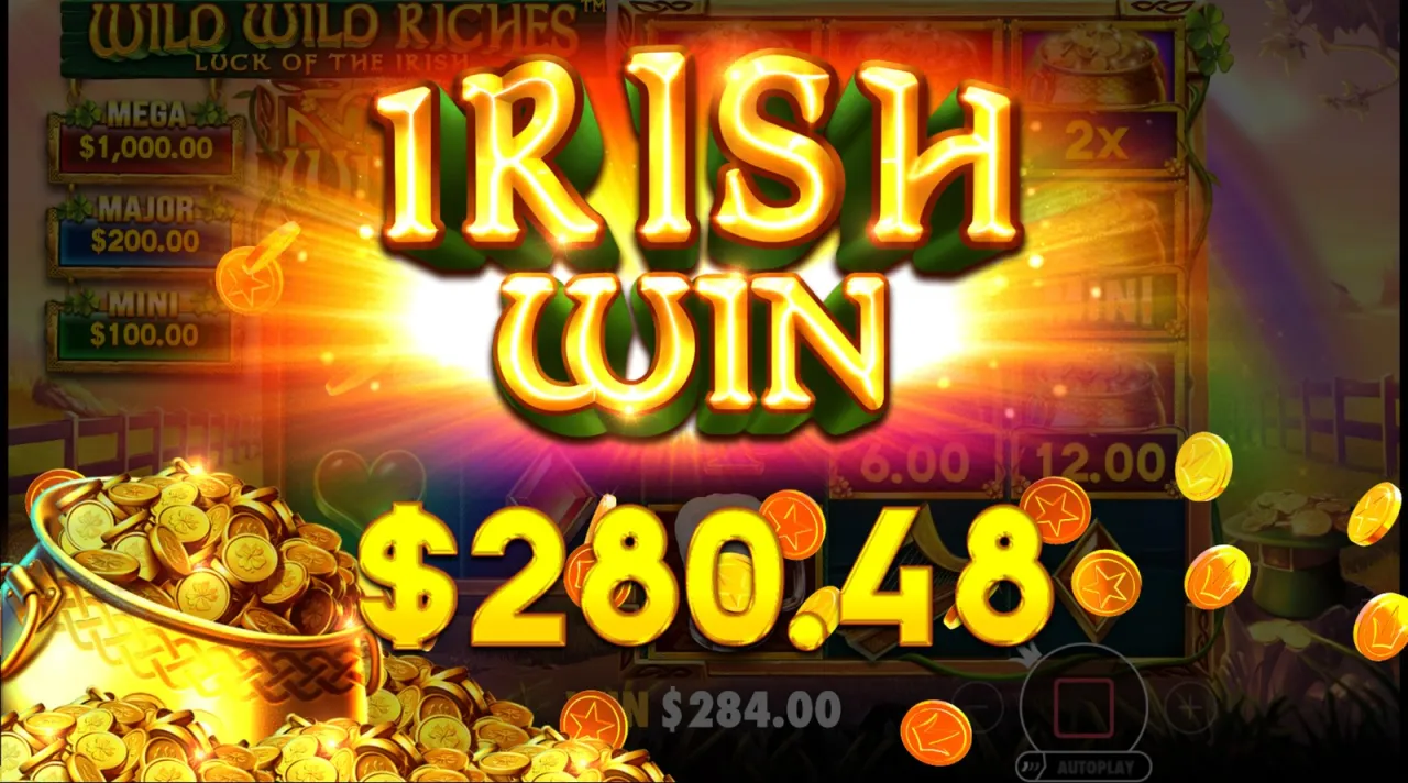 Irish Win banner reading $280.48