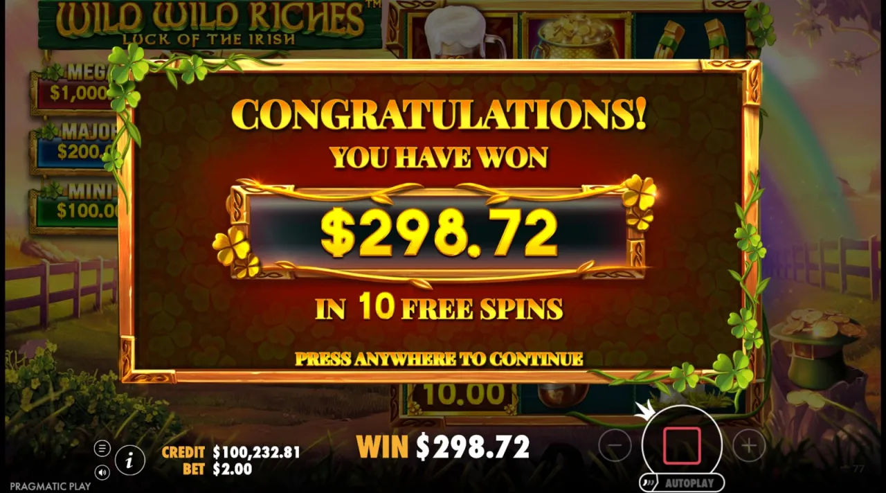 $298.72 from the first ten free spins