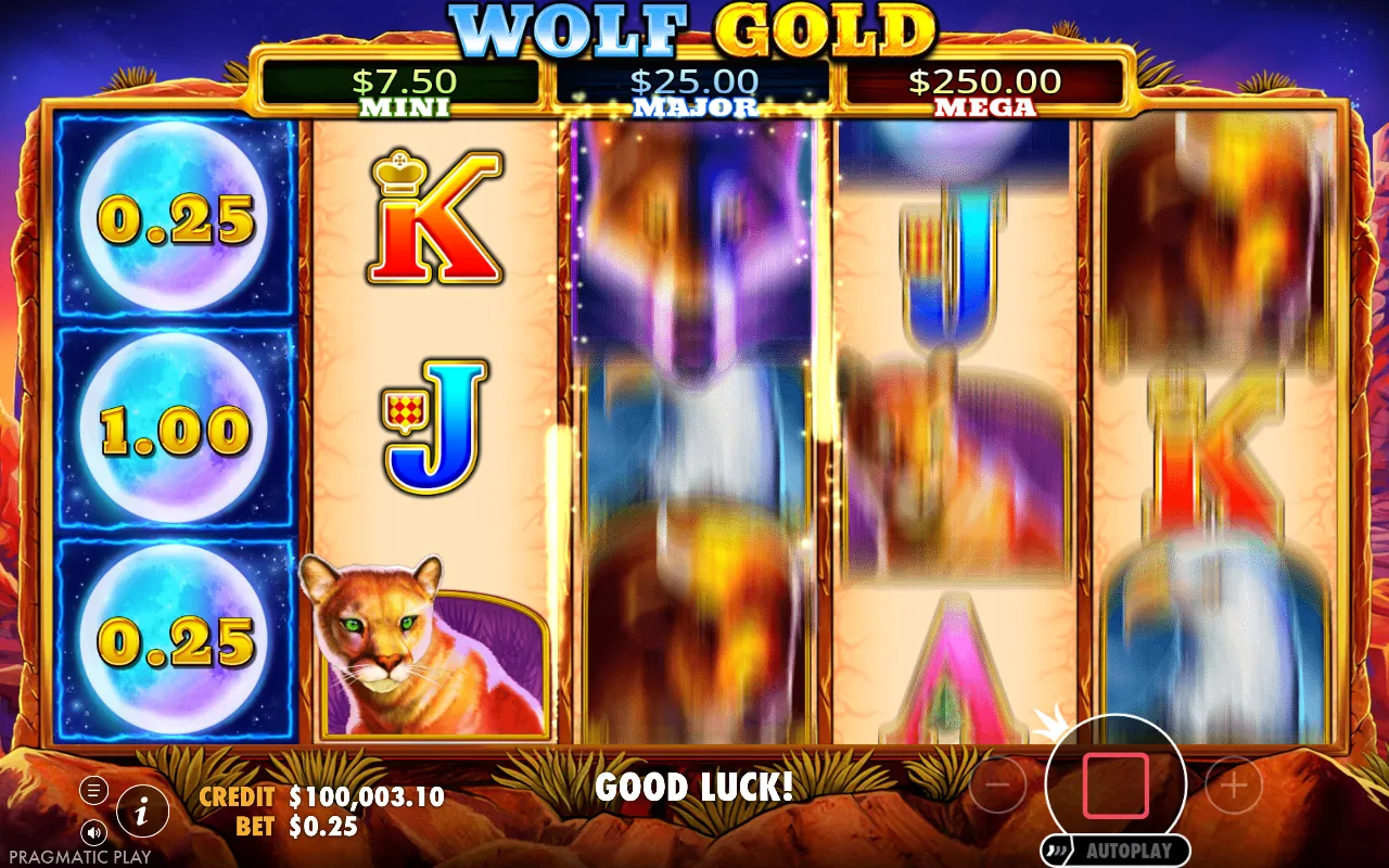 Three king symbols across the centre row beside a small win panel