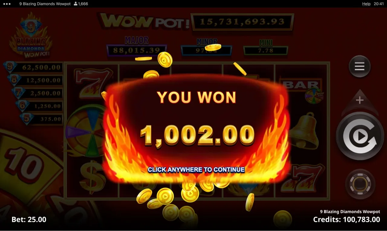 Bonus round 2 total at 1,002 credits
