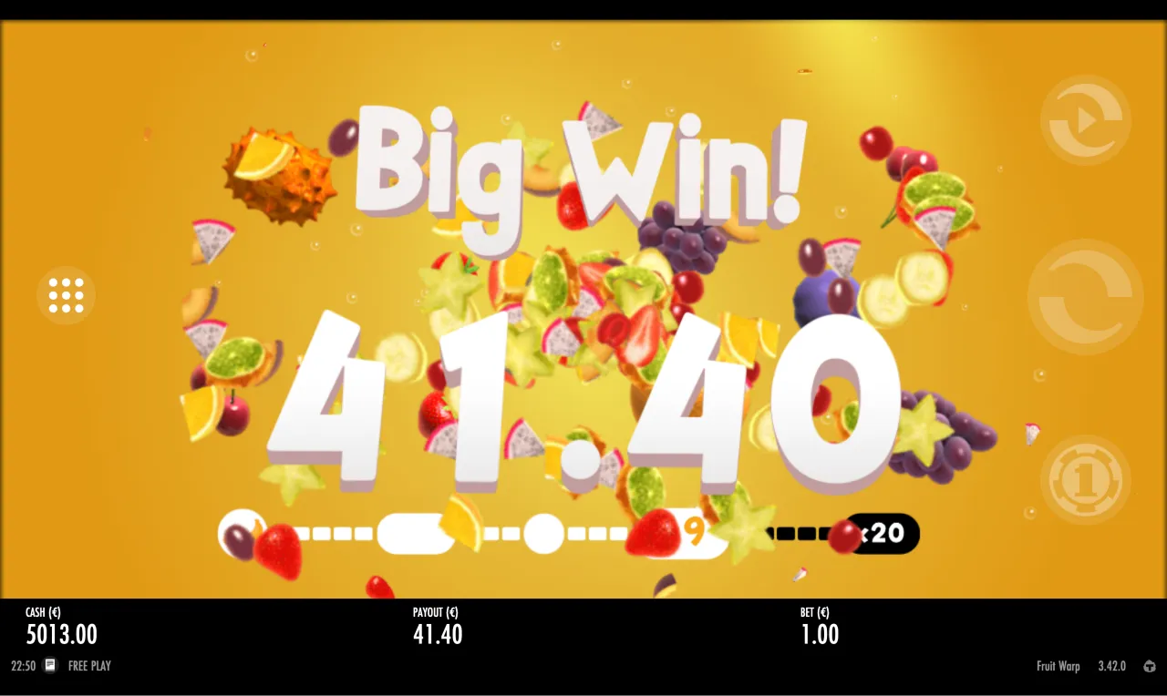 Big Win 41.40 panel beside a multiplier trail reading x20